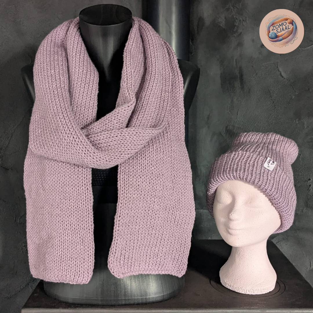 Handgebreide Cadeauset: Sjaal & Muts van Acryl - "ZoMoPlinky"